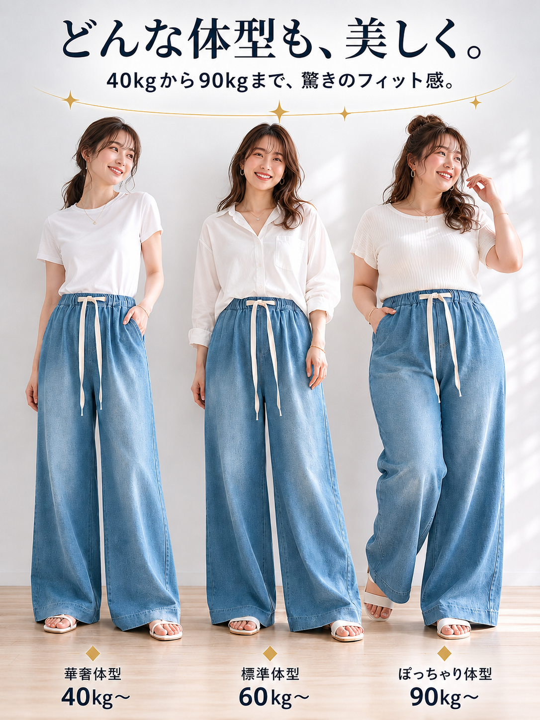 すっきり細見えデニムパンツ（レディース）