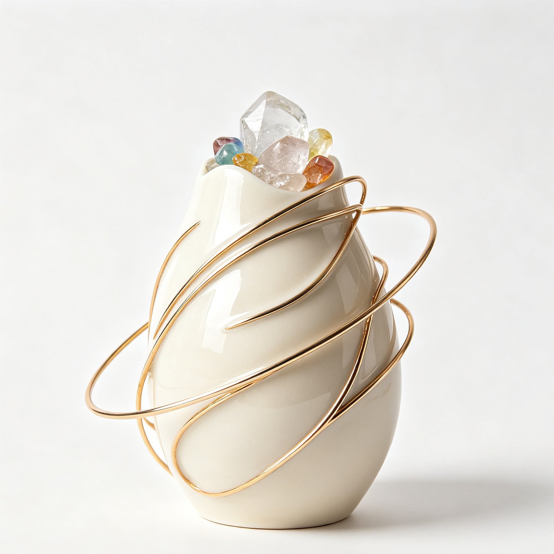 Crystal-wound porcelain bottle
