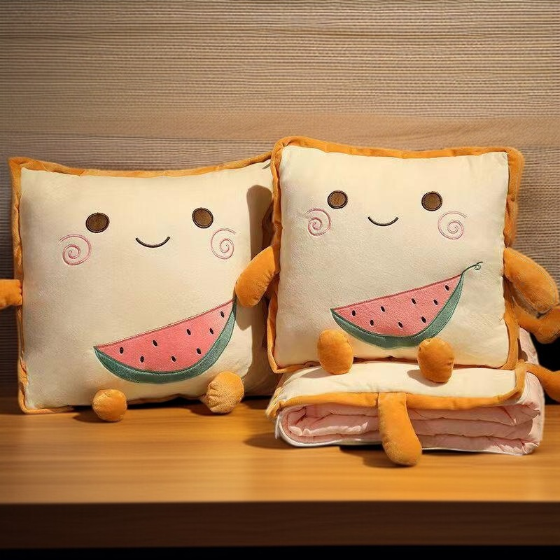 Dual-use pillow quilt folded neatly