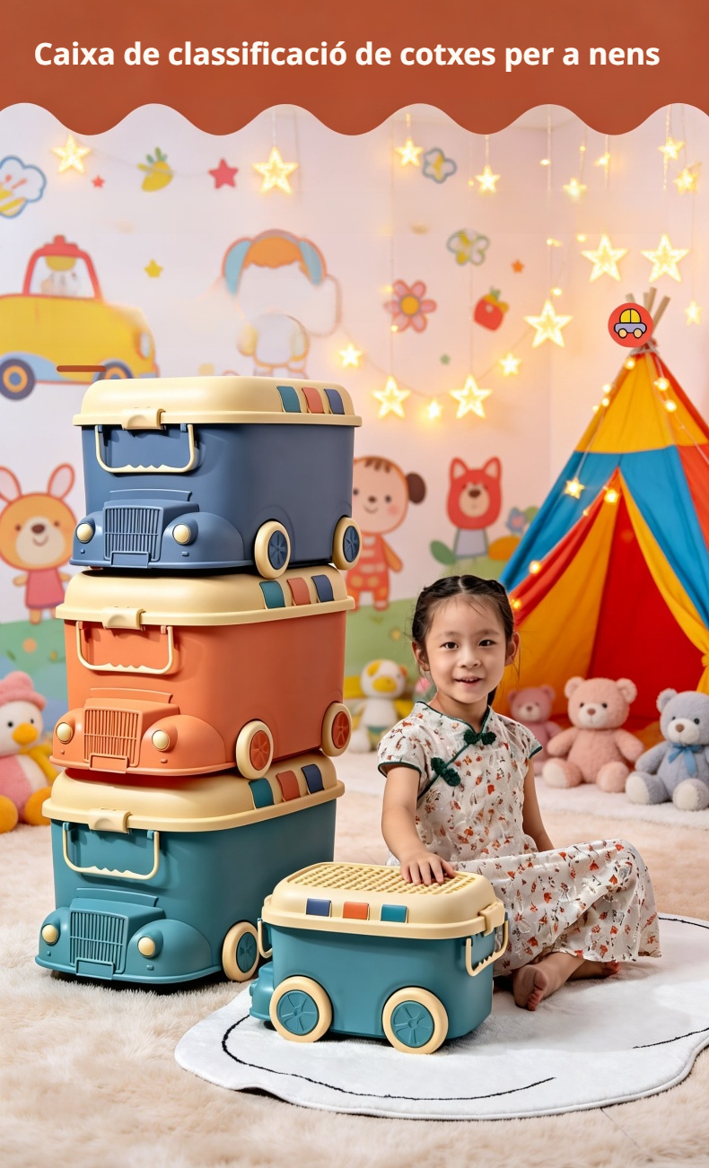 Caixa de joguines resistent per a nens amb forma original