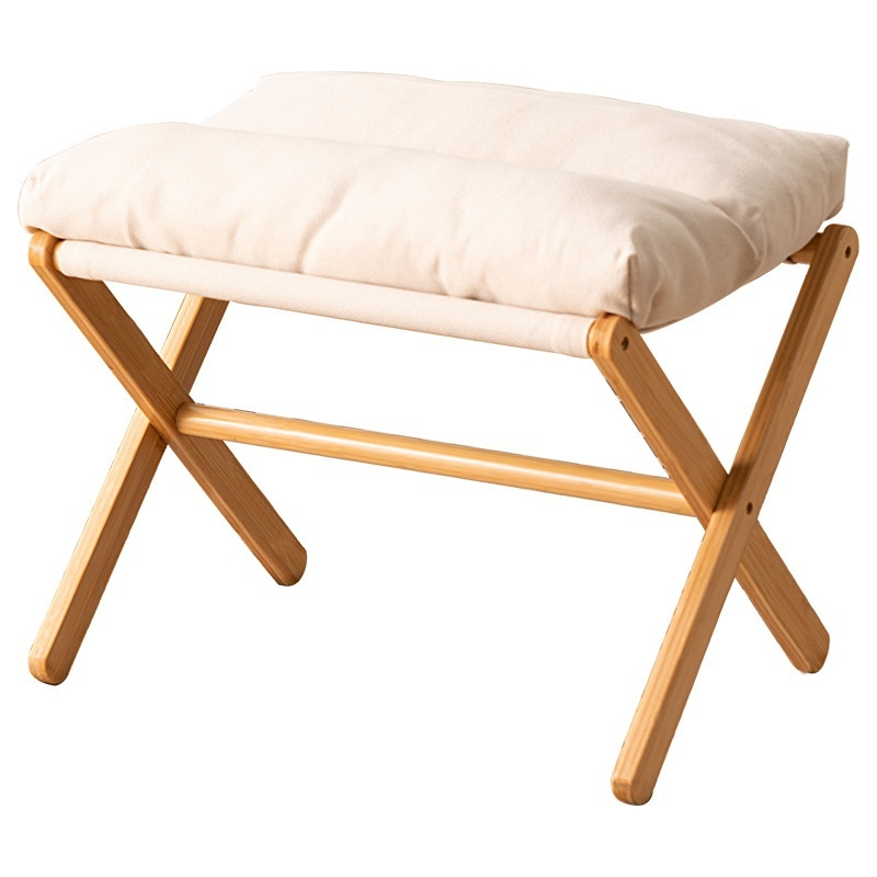 Tabouret pliable épais en bois pour salon, repose-pieds, petit tabouret Maza