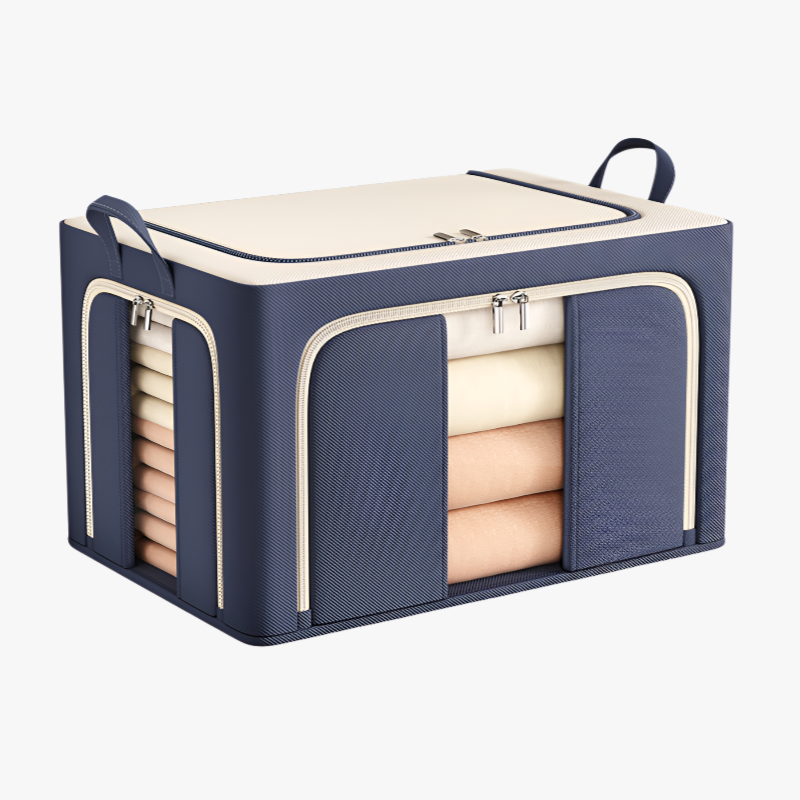 収納ボックス 折りたたみ 衣装ケース 【天面・前面・側面 3方向開閉】 鉄骨フレーム スタッキング 布団収納ケース 衣類 整頓ボックス 中身が見える窓付き 大容量 防塵 防湿 耐荷重 66L/100L