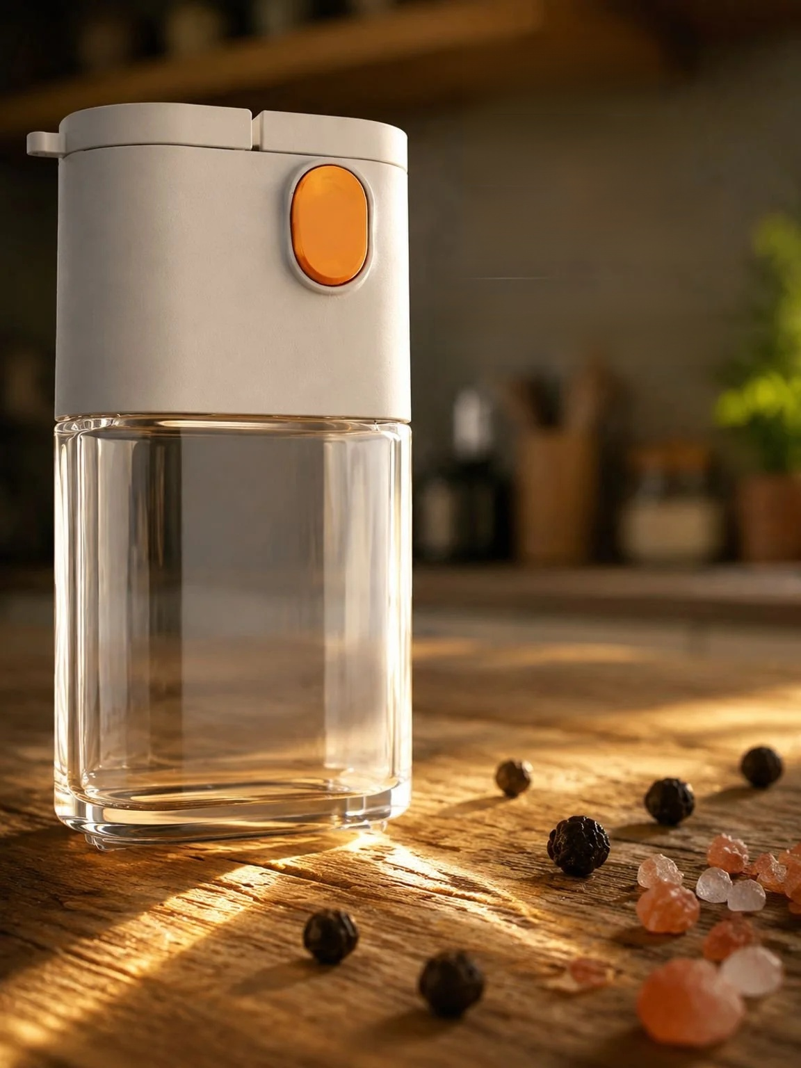 Dispensador doble portátil y compacto para sal y especias
