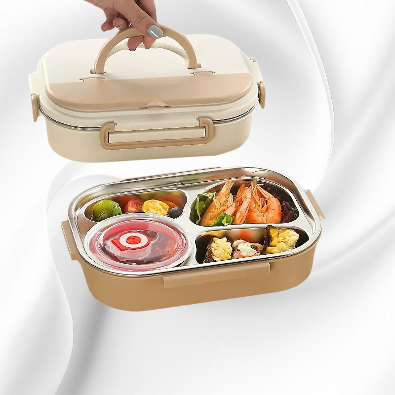 Stainless Steel Compartment Lunch Box with Cutlery