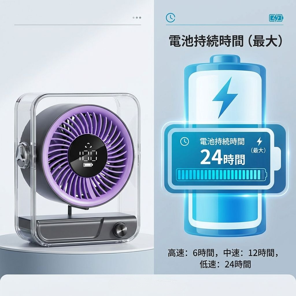 高デザイン・超長時間稼働・静音デスクファン