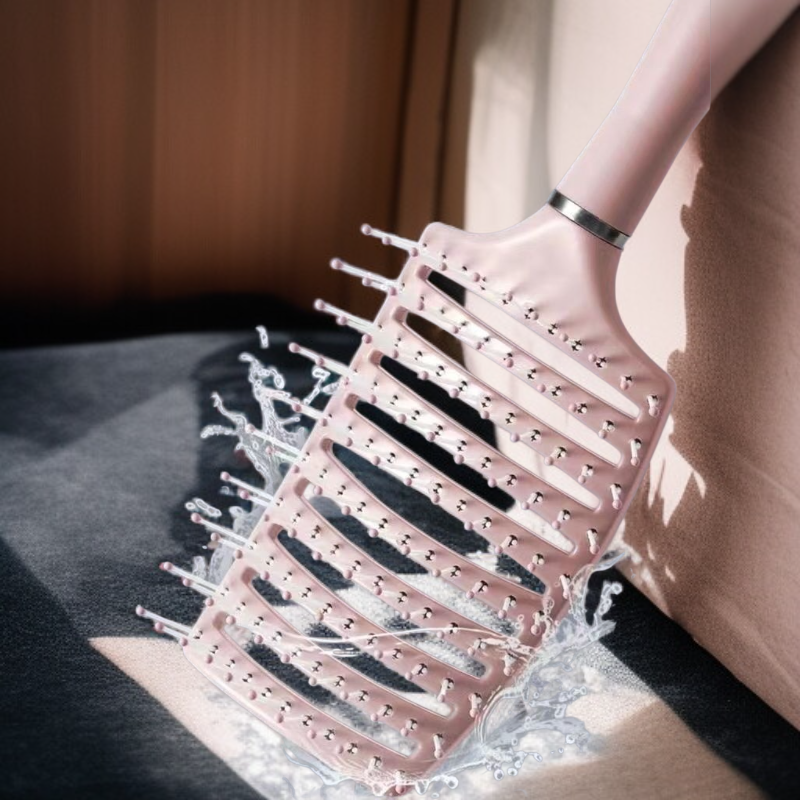 مشط تدليك نسائي بنقشة زهر الكرز، مشط شعر مجعد ناعم للأطفال، مشط كبير منحني للاستخدام المنزلي