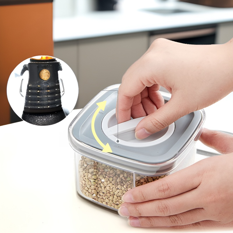 حاوية تخزين طعام قابلة للتكديس والدوران ومحكمة الإغلاق بتفريغ الهواء