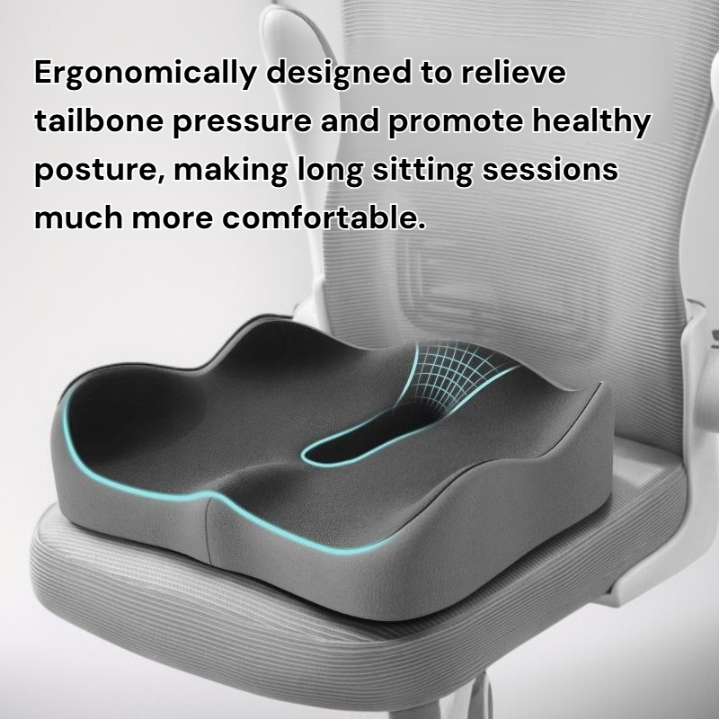 Tailbone decompression memory foam seat cushion