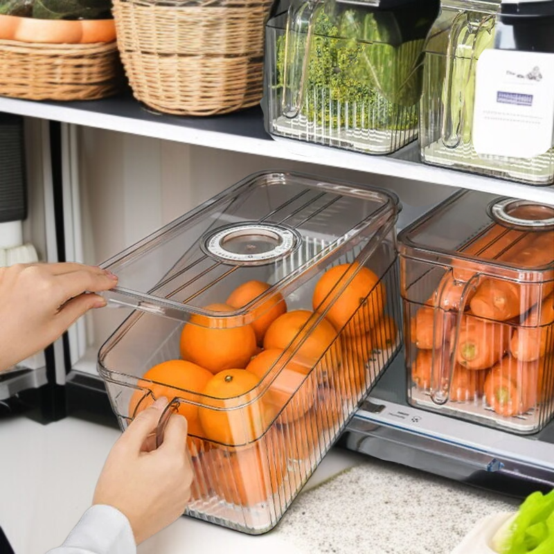 Manufactory Direct Plastic Fridge Storage Container Refrigerator Organizer Box Freezer Drawer Storag