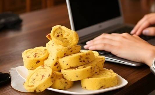 八宝餅の美味しそうな断面写真