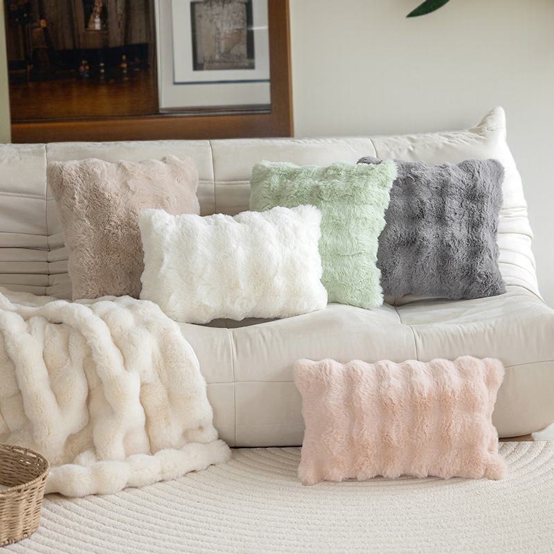 Plush Pillow Covers Pillow Covers Solid Color Plush Bedroom Bubble Plush