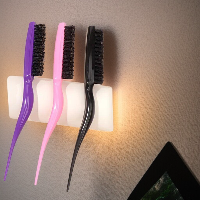 Schweineborsten-Haarbürste, dreireihig, für Frisuren, Volumen und Locken, mit spitzem Stiel