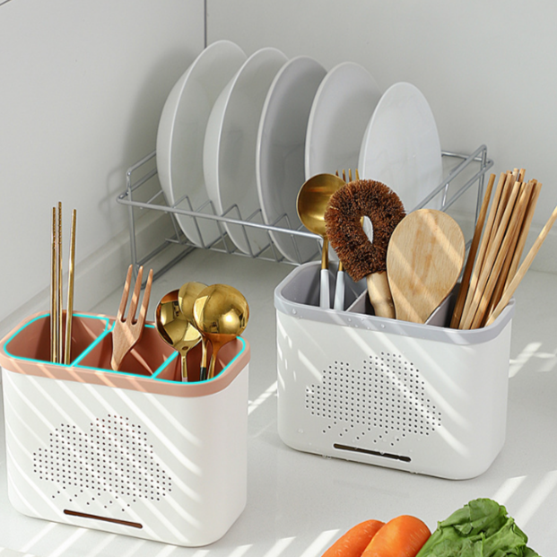 다기능 가정용 수납함 젓가락통 주방 정리대 물빠짐 식기 수납함