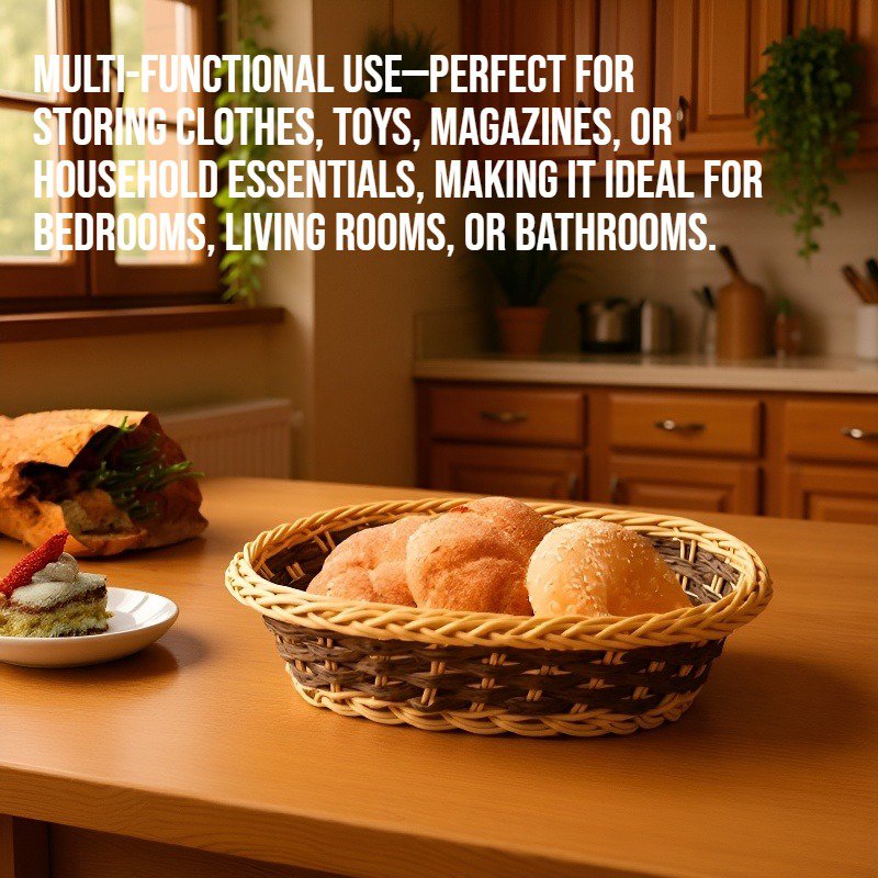 Two-color multi-functional rattan storage basket