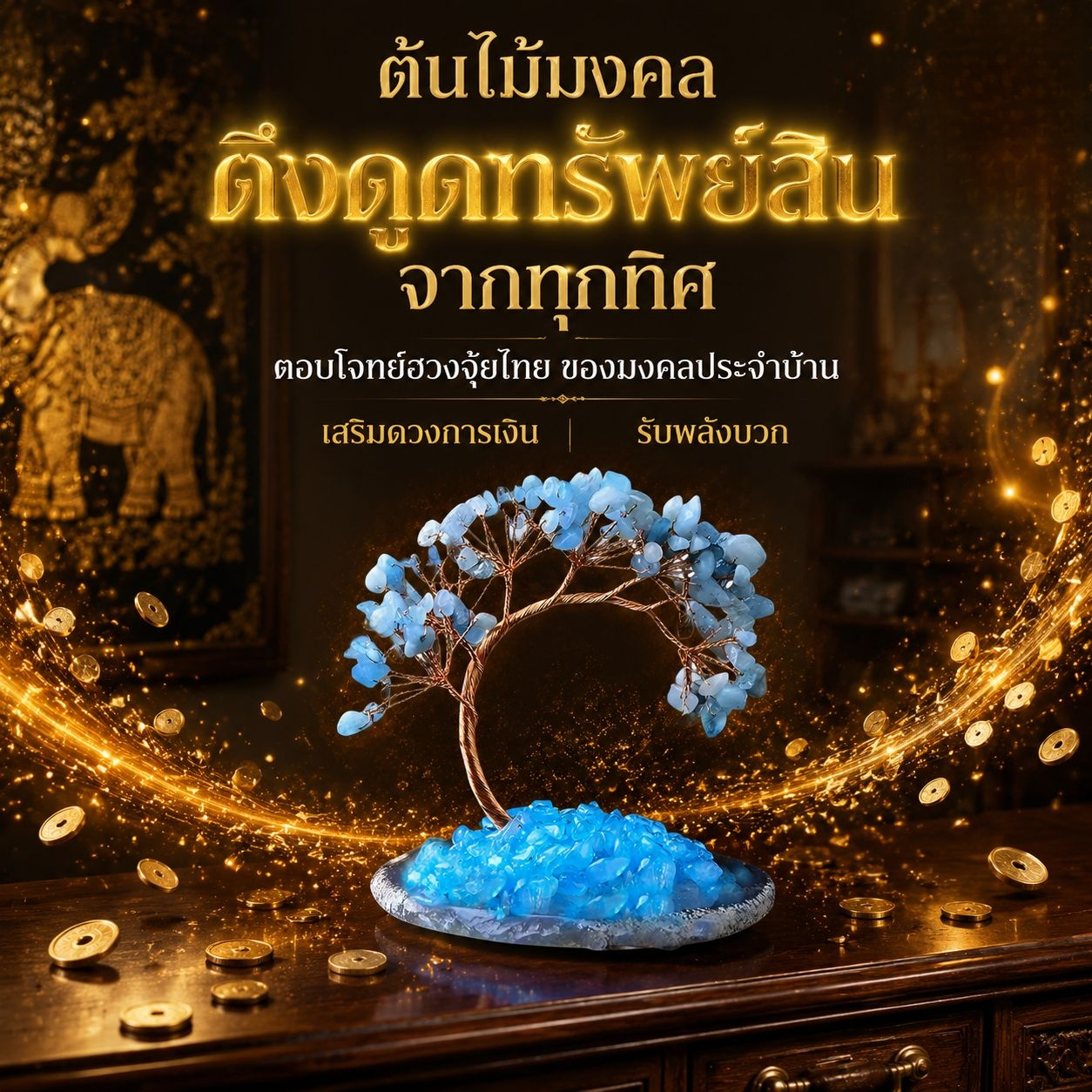 ต้นไม้คริสตัลเจ็ดสี ต้นไม้แห่งโชคลาภ ของตกแต่งบ้าน ของขวัญ