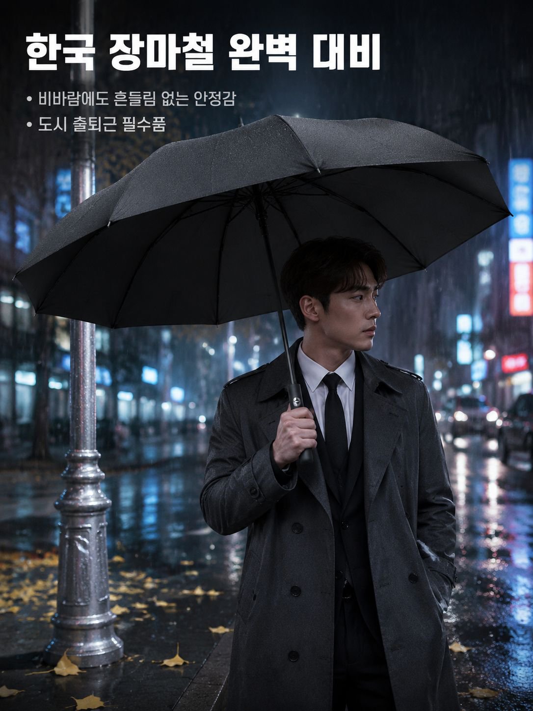 강화형 블랙코팅 자동 양산우산 전체 모습