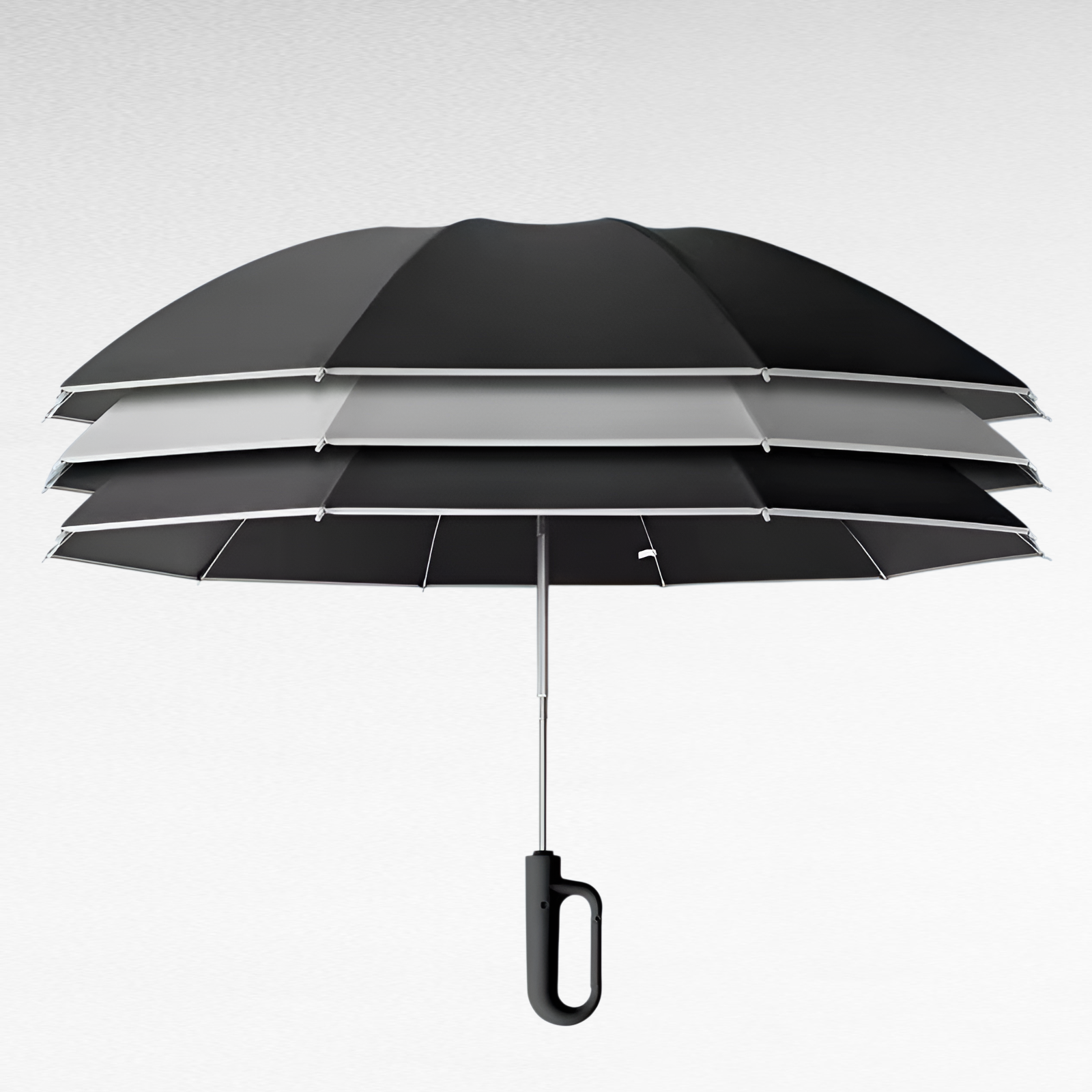 逆自動折りたたみ傘 晴雨兼用 拡大リング付き 黒糊 日焼け止め傘