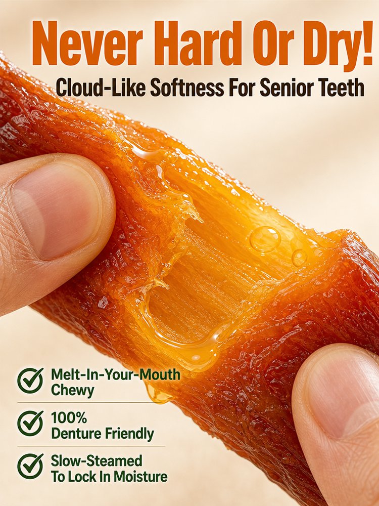 100% Pure NC Golden Sweet Potato Chews: Zero Sugar High Fiber Vegan Snack for Better Digestion.