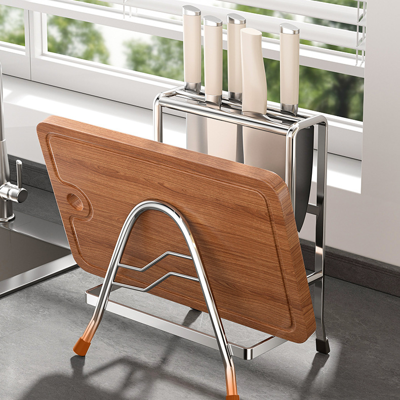 Estante de almacenamiento de acero inoxidable para cuchillos y tapas de ollas