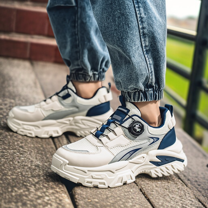 ファッションシューズ 2025年秋新作 ニッチ 学生 レジャー スポーツ ランニングシューズ 厚底 回転ボタン 旅行 お父さん シューズ