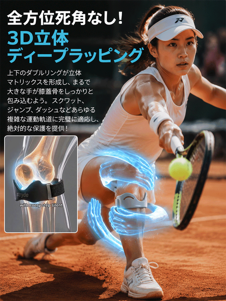 人体工学設計×3D立体サポート膝サポーター