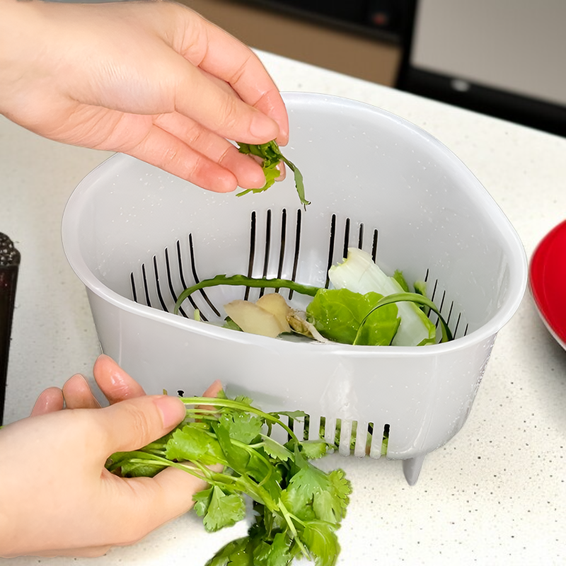 رف تصريف ثلاثي الزوايا مع شبكة ترشيح مستوردة من اليابان لحوض المطبخ