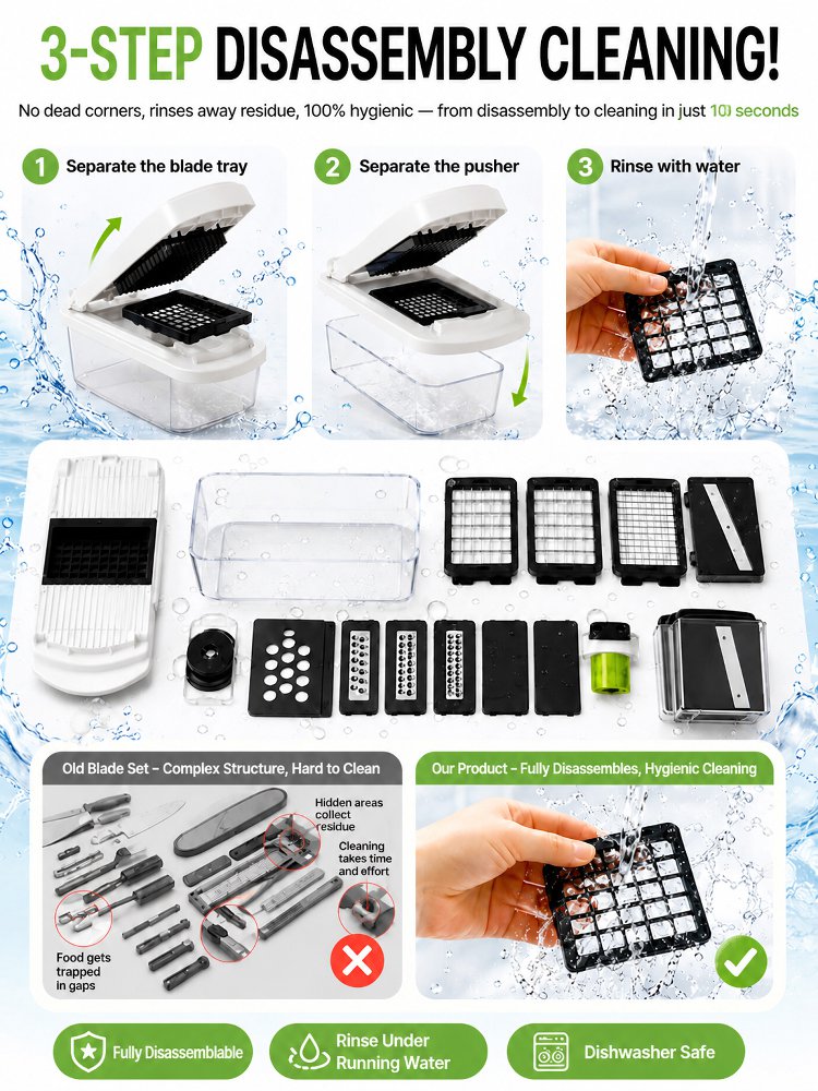 【420J2 Sharp Blade】15-in-1 Multifunctional Vegetable Cutter