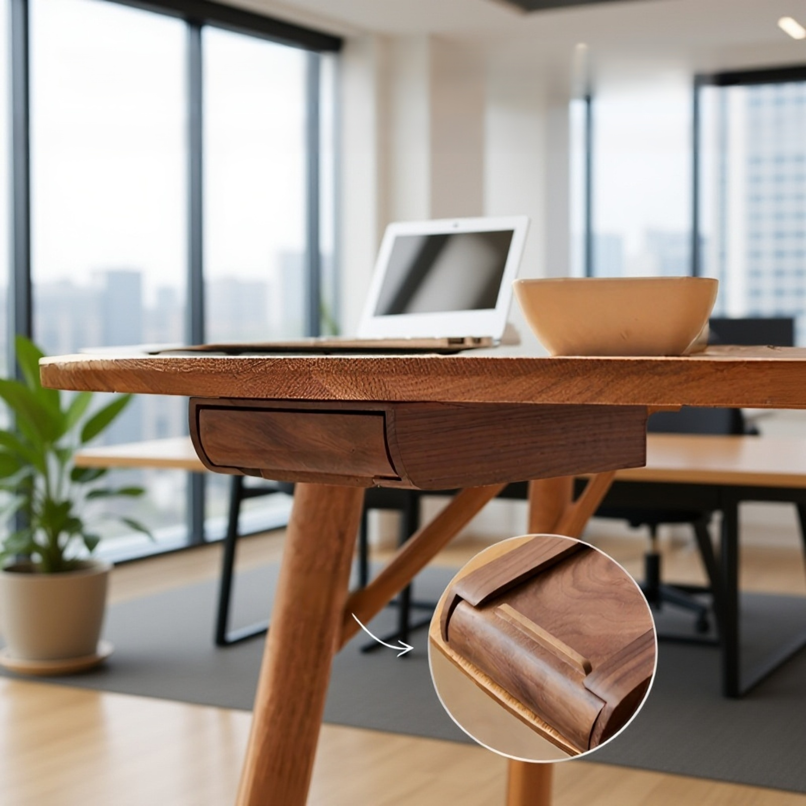 سحب نوع الخشب أشتات تلقي مربع تحت الطاولة