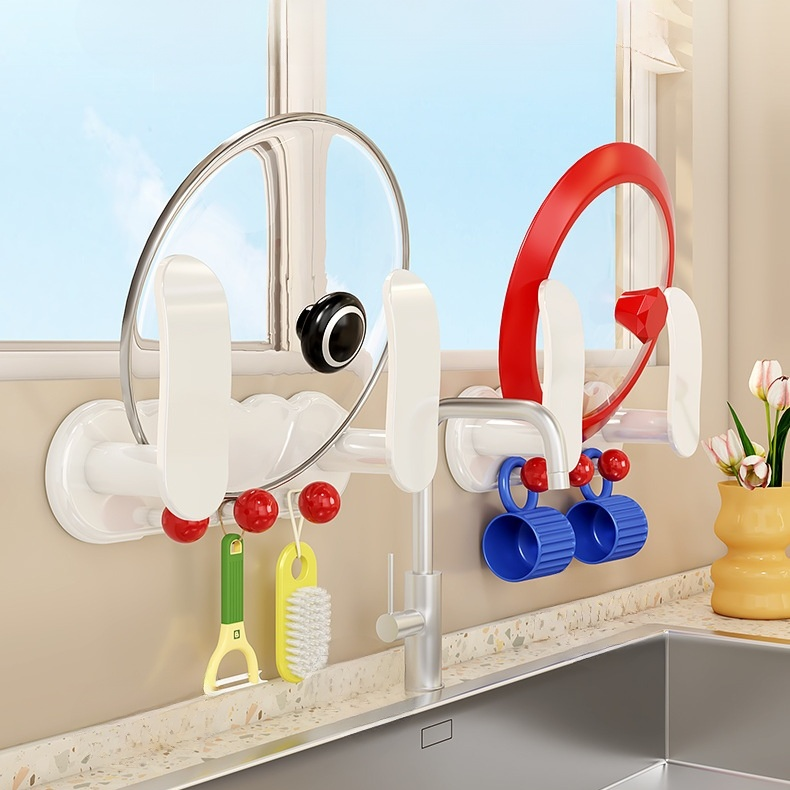 Light luxury style wall-mounted pot lid rack