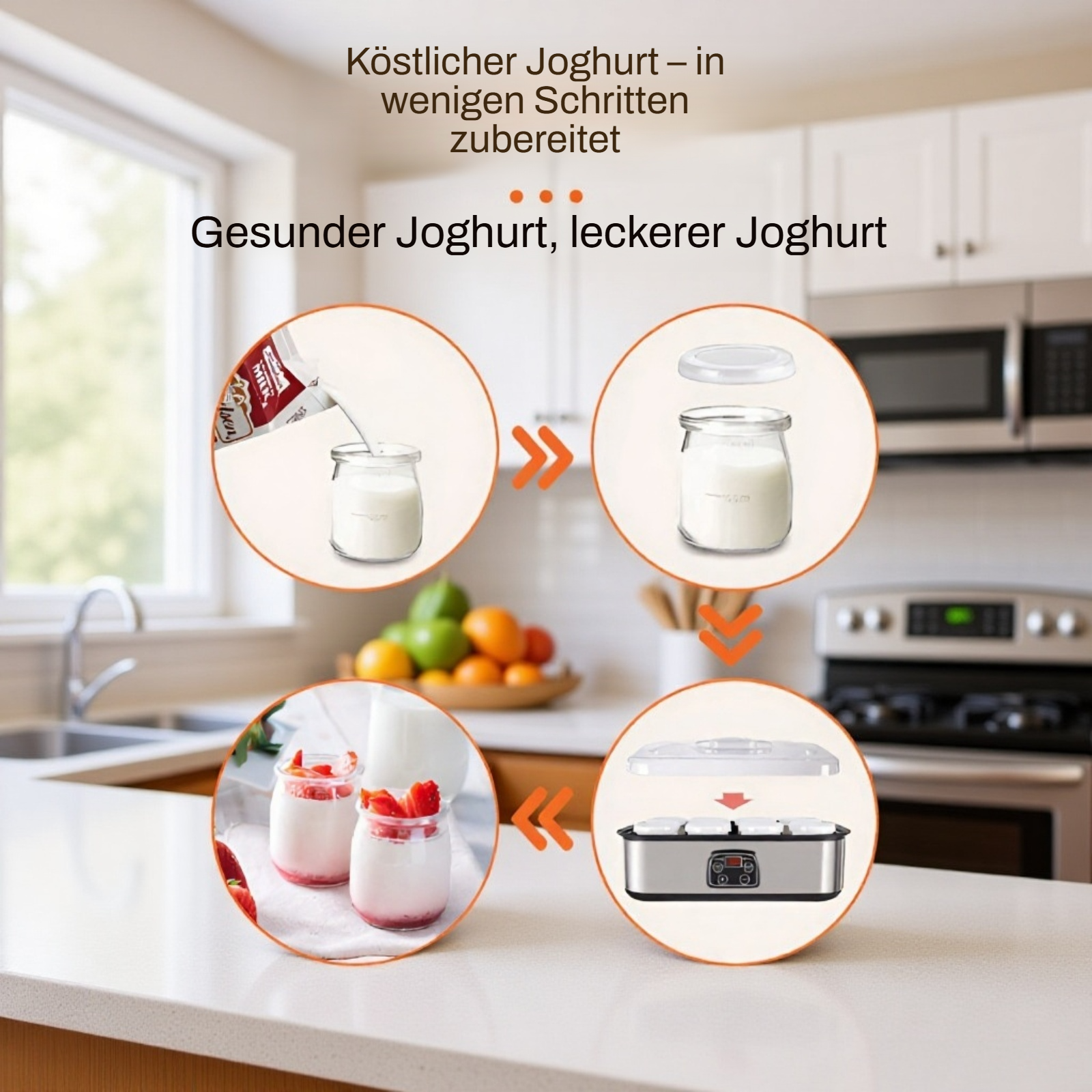 Einfache Bedienung der 8-Tassen-Joghurtmaschine