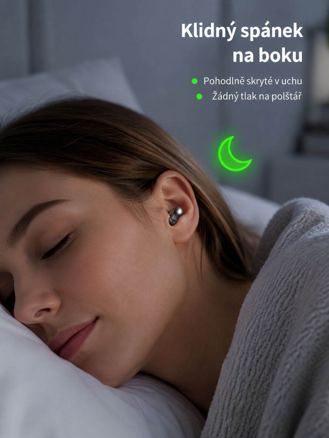 Ultra mini spací bezdrátová Bluetooth sluchátka super tenká