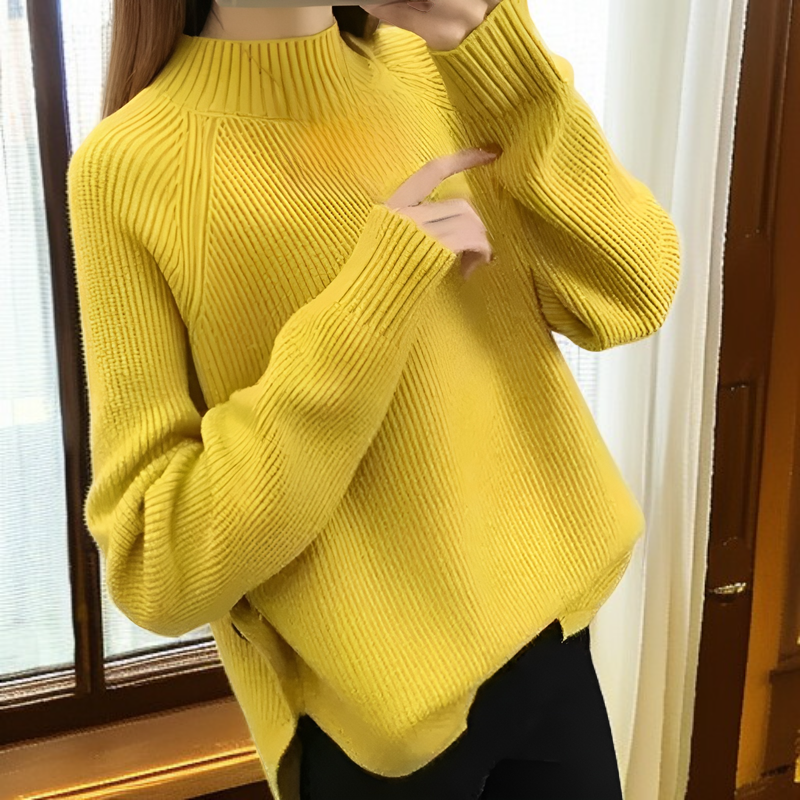 신상 가을겨울 여성 하이넥 니트, 루즈핏 한국 스타일 베이스레이어 탑