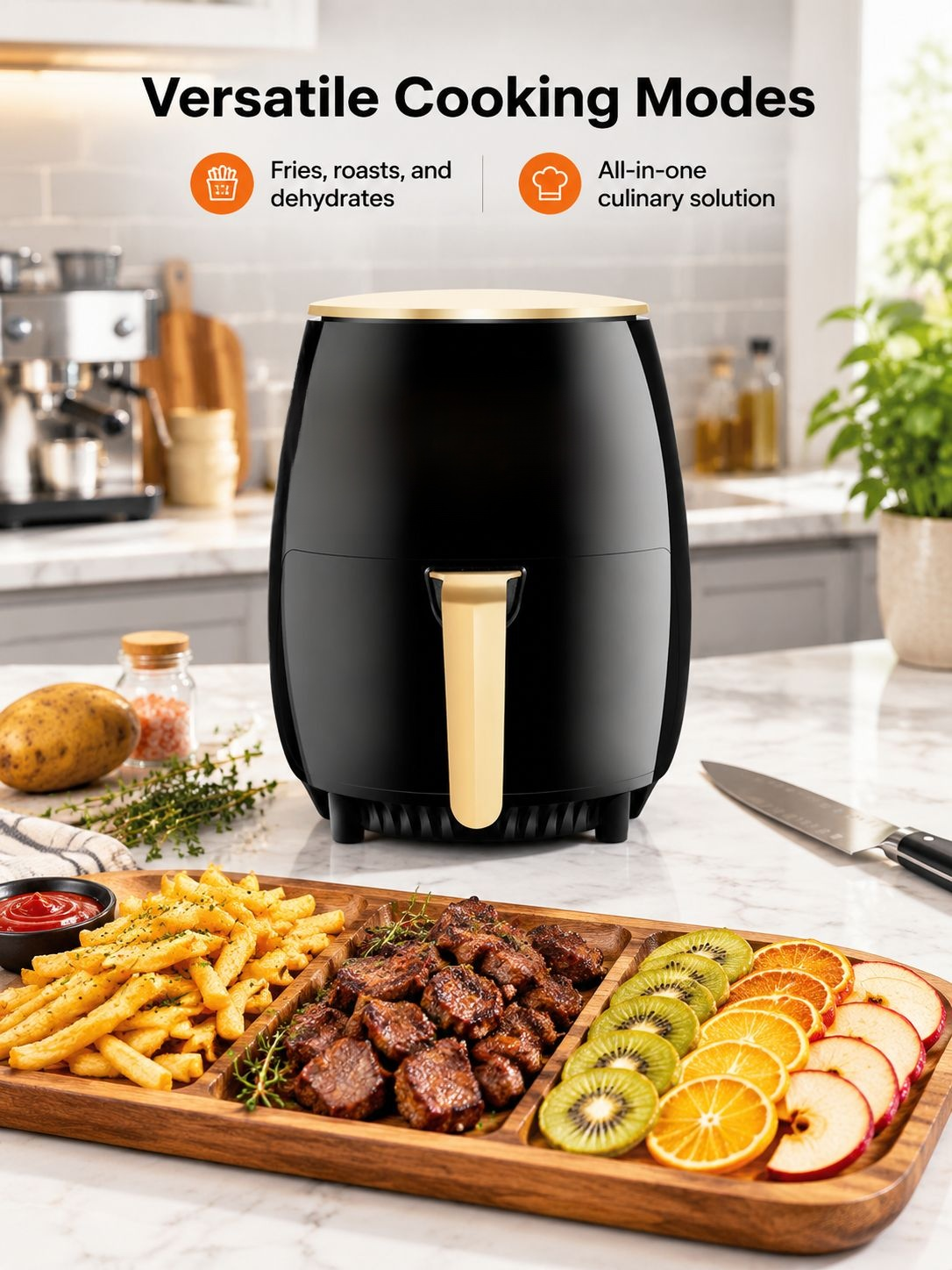 Smart electric air fryer control panel and settings