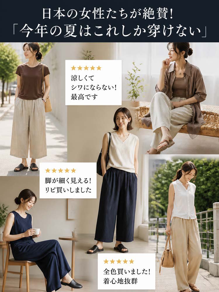 Monollyテンセルリネンワイドパンツ