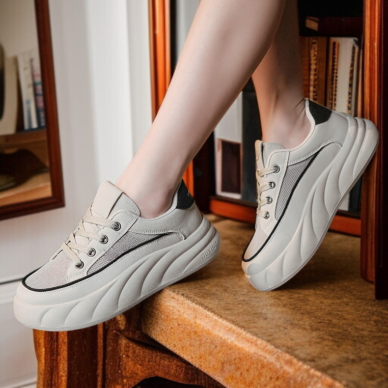 여성 여름 메쉬 슬립온 통굽 펀칭 통기성 스니커즈 화이트 슈즈 여성 신발 아빠 신발