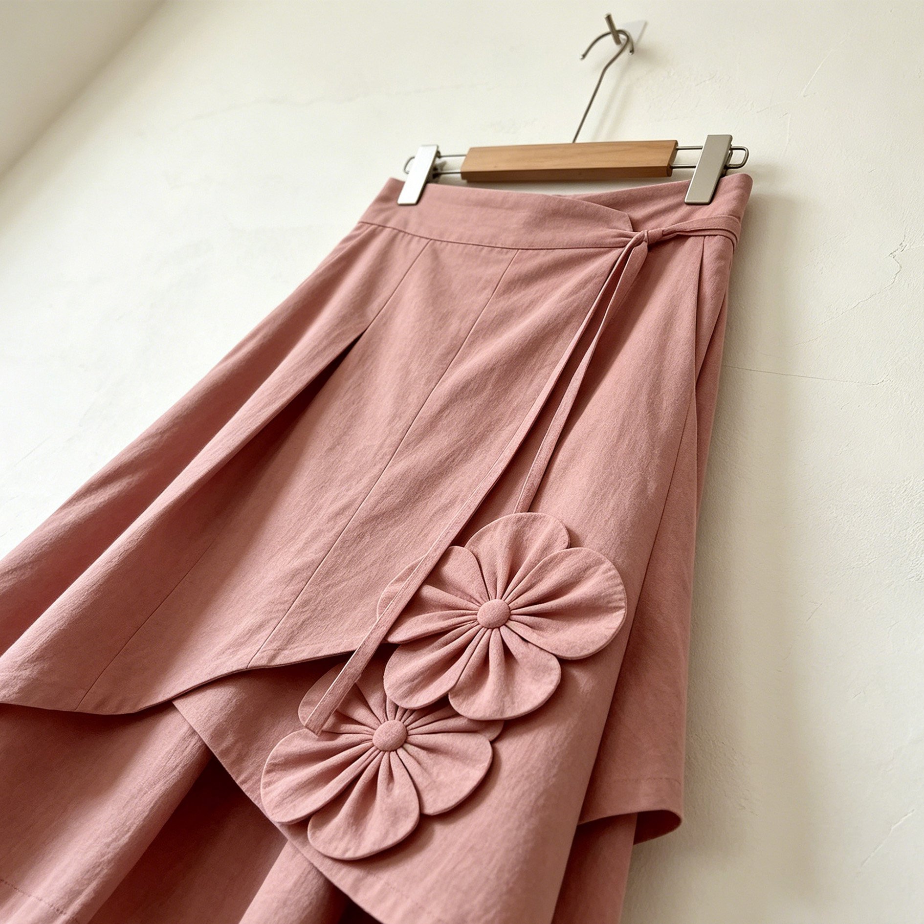 フローラル装飾アシンメトリーマキシスカート全体画像
