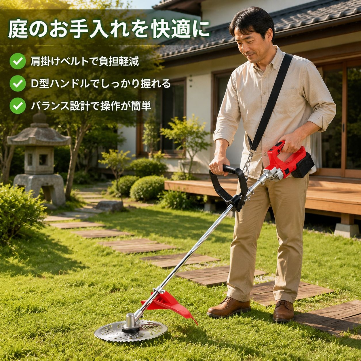 高出力ブラシレス芝刈り機 リチウム電池式