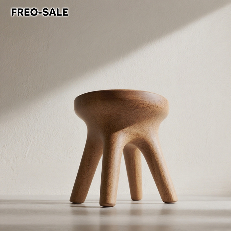 견고한 원목 원형 의자 (2개)