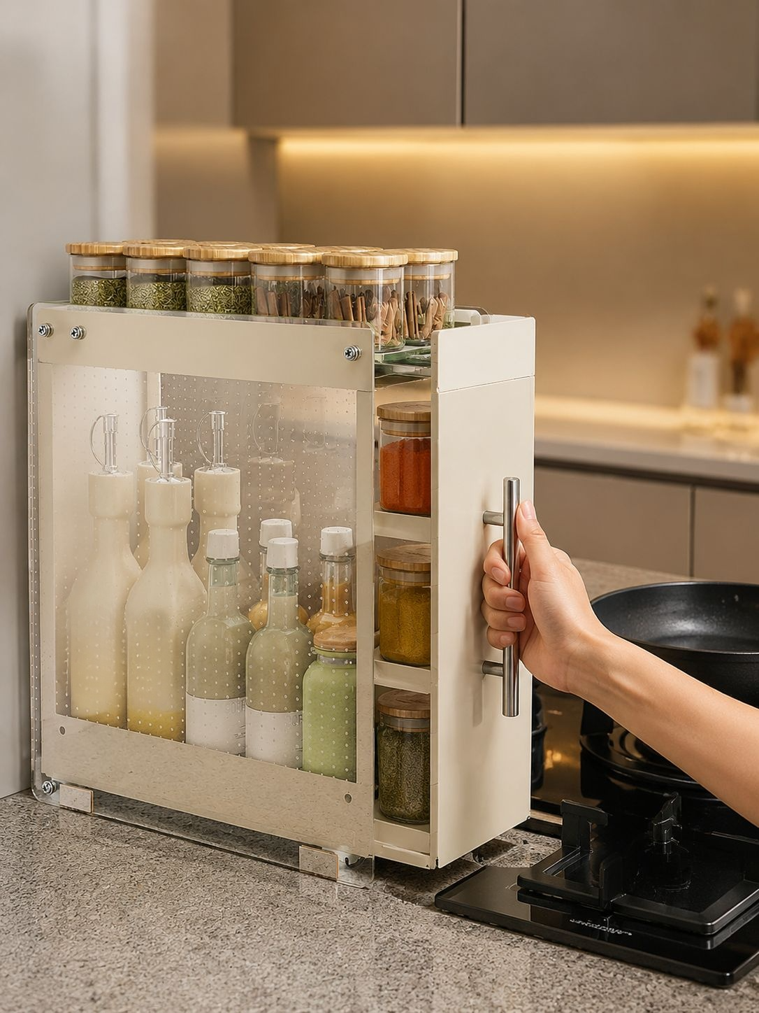Étagère à épices amovible pour la cuisine, étagère de rangement murale pour