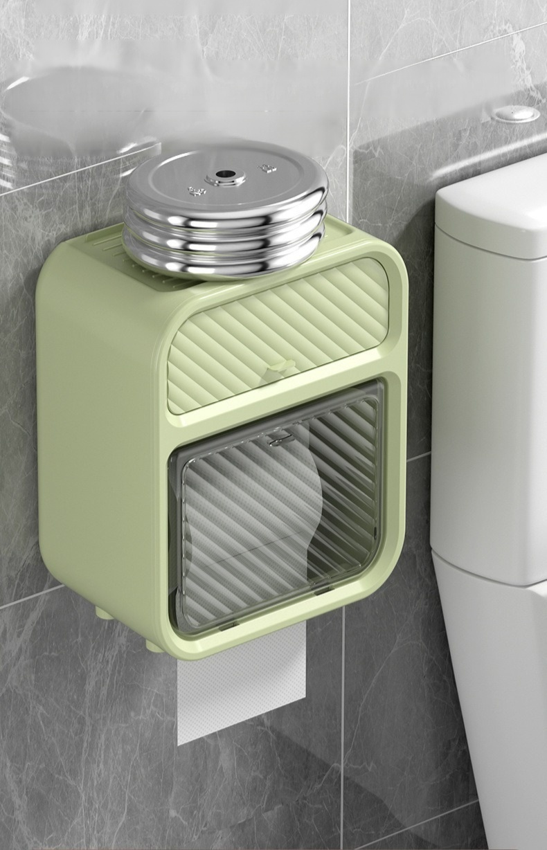 High-end wall-mounted tissue holder with storage shelf