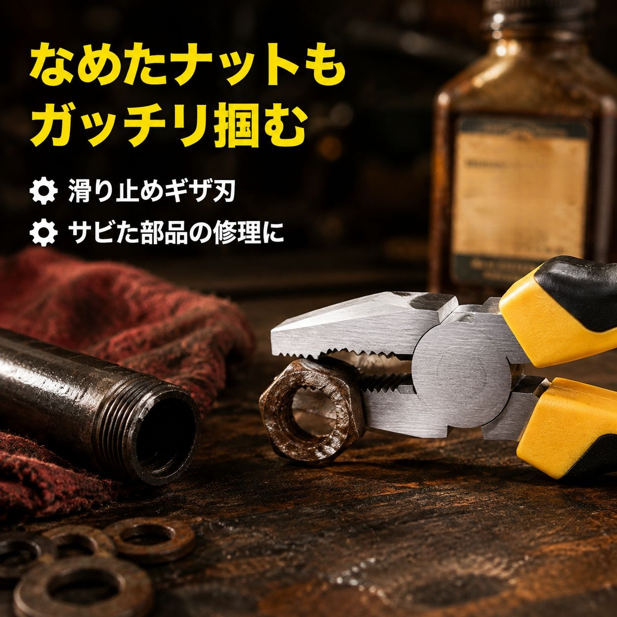 多機能省力ペンチ 業務用プライヤー ワイヤーカットフラットペンチ