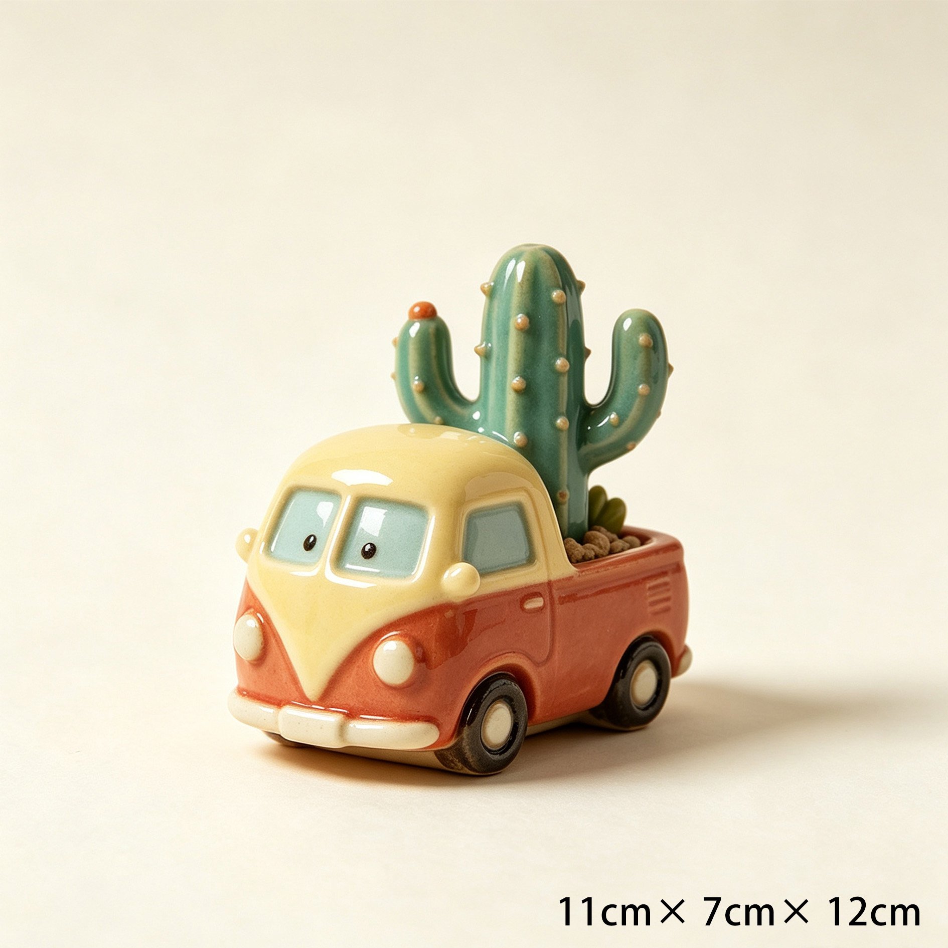 Home decor with retro truck cactus ornament