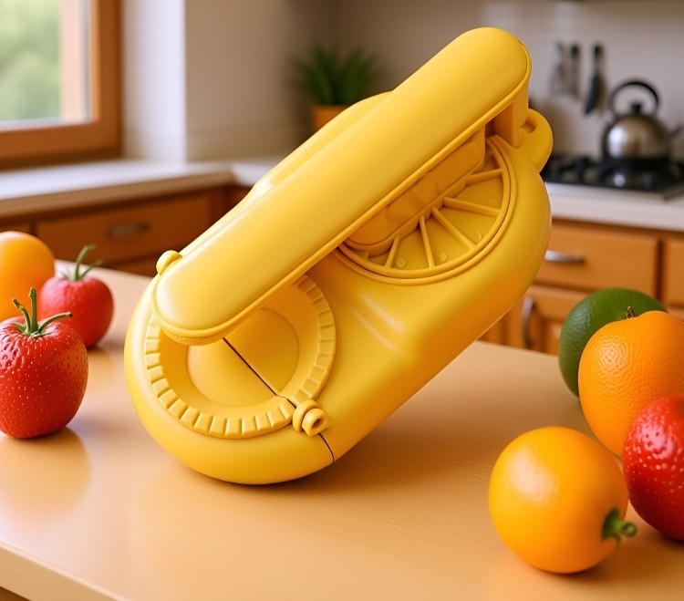 Vista lateral de la máquina para envolver bolas de masa hervida