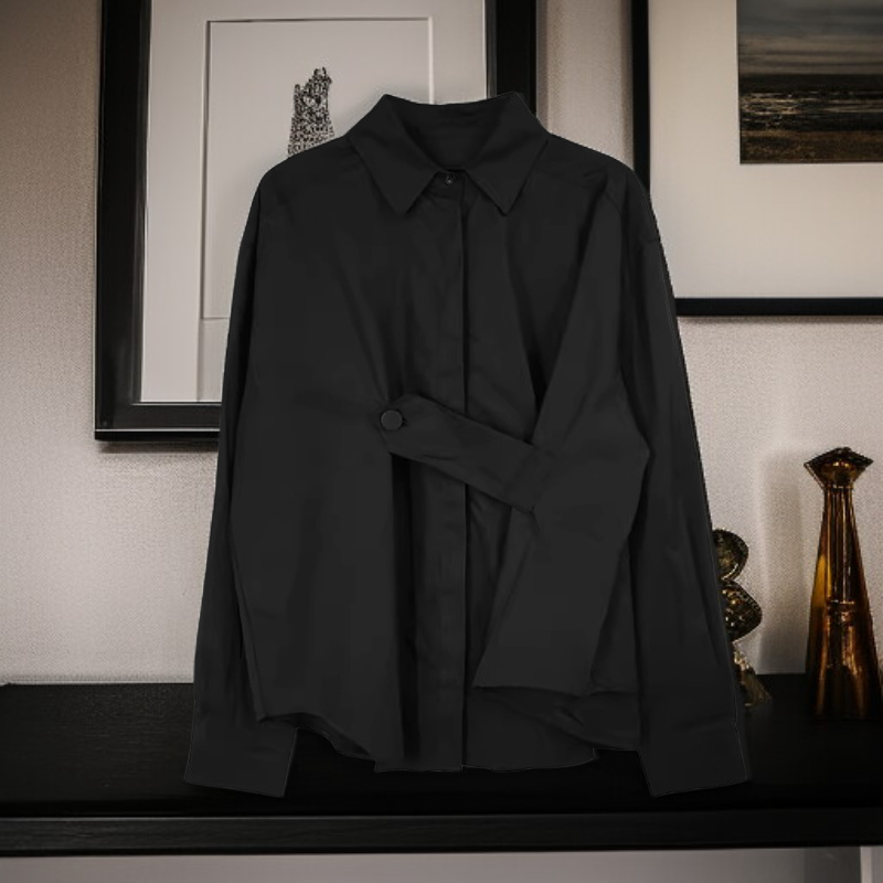 個性派山本風ダーク片側ボタン長袖シャツ