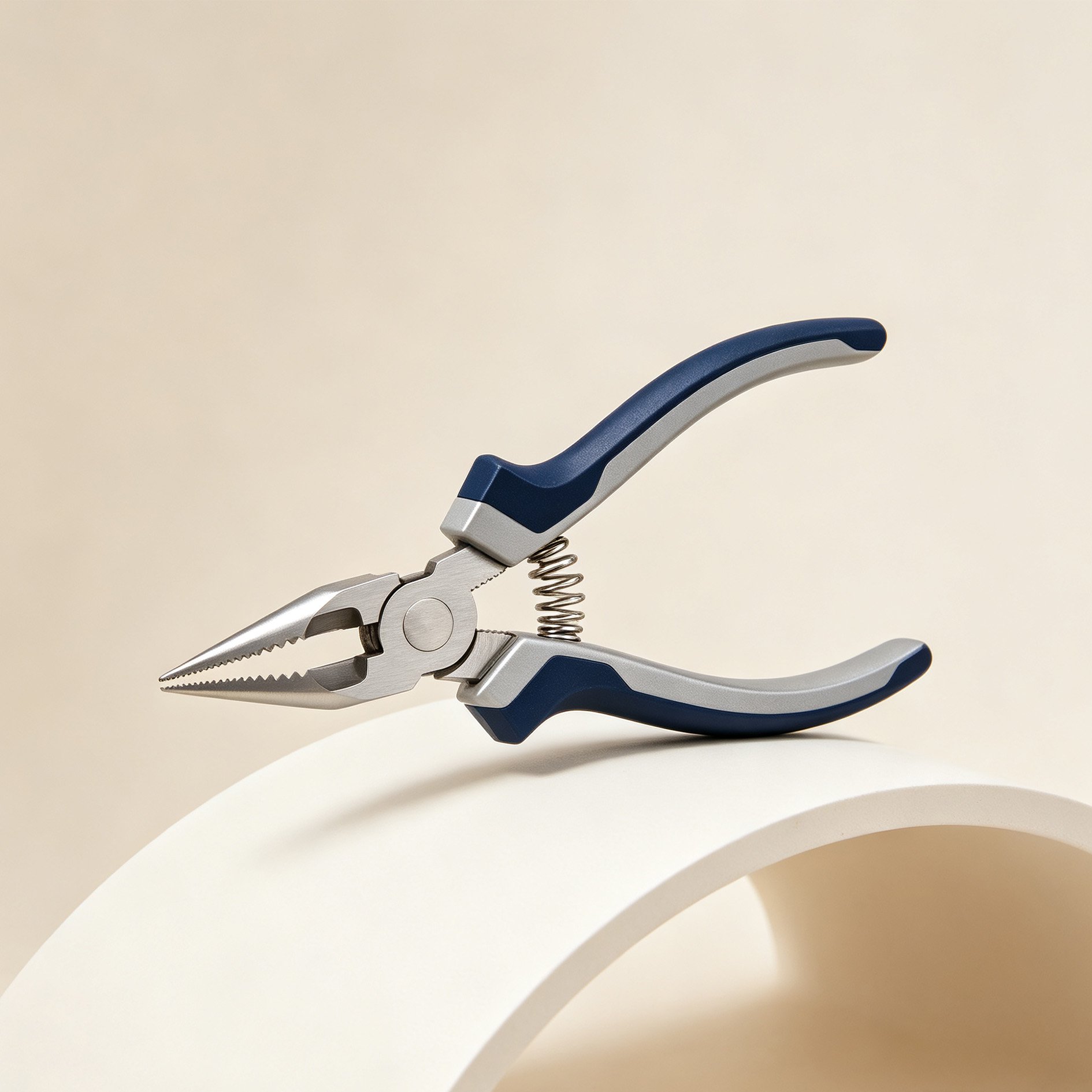 Ergonomic grip blue-gray needle-nose pliers