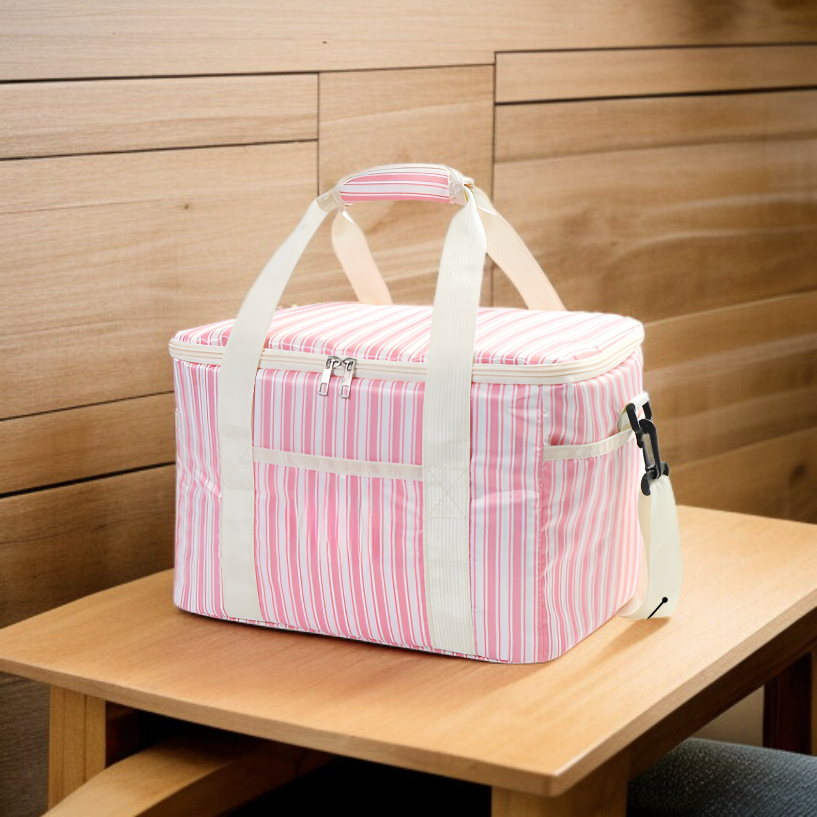 도시락과 음료를 담은 대용량 보온가방