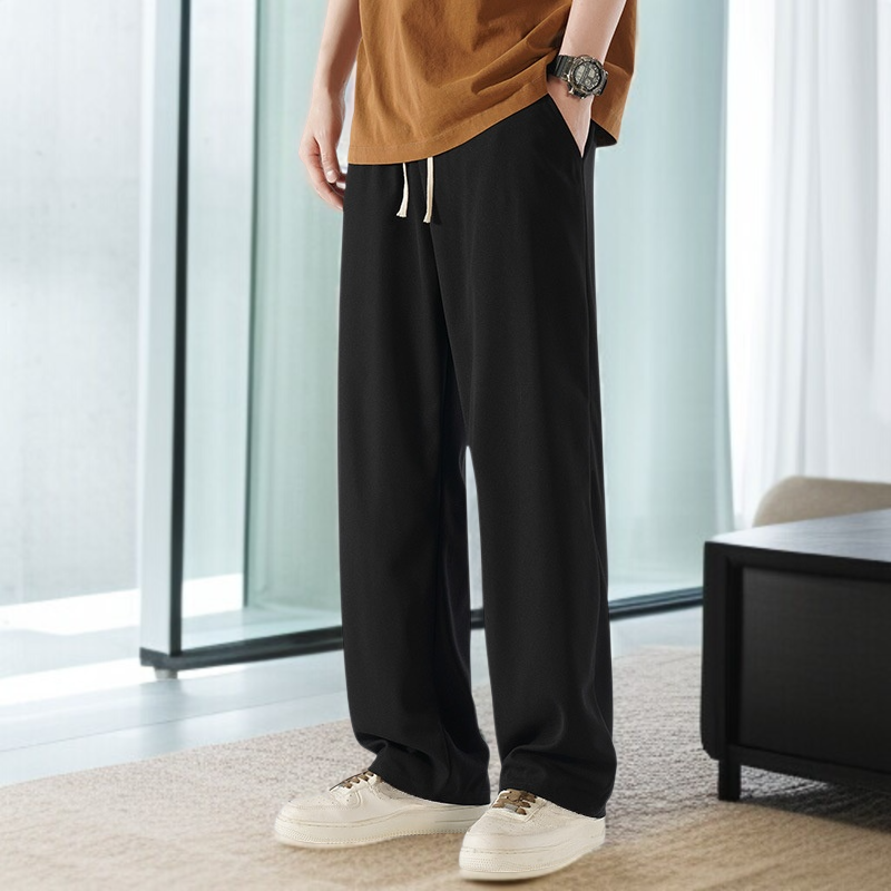 남자 일자 팬츠 9부 팬츠 아이스 드롭 와이드 팬츠 블랙 와이드 팬츠 캐주얼 팬츠