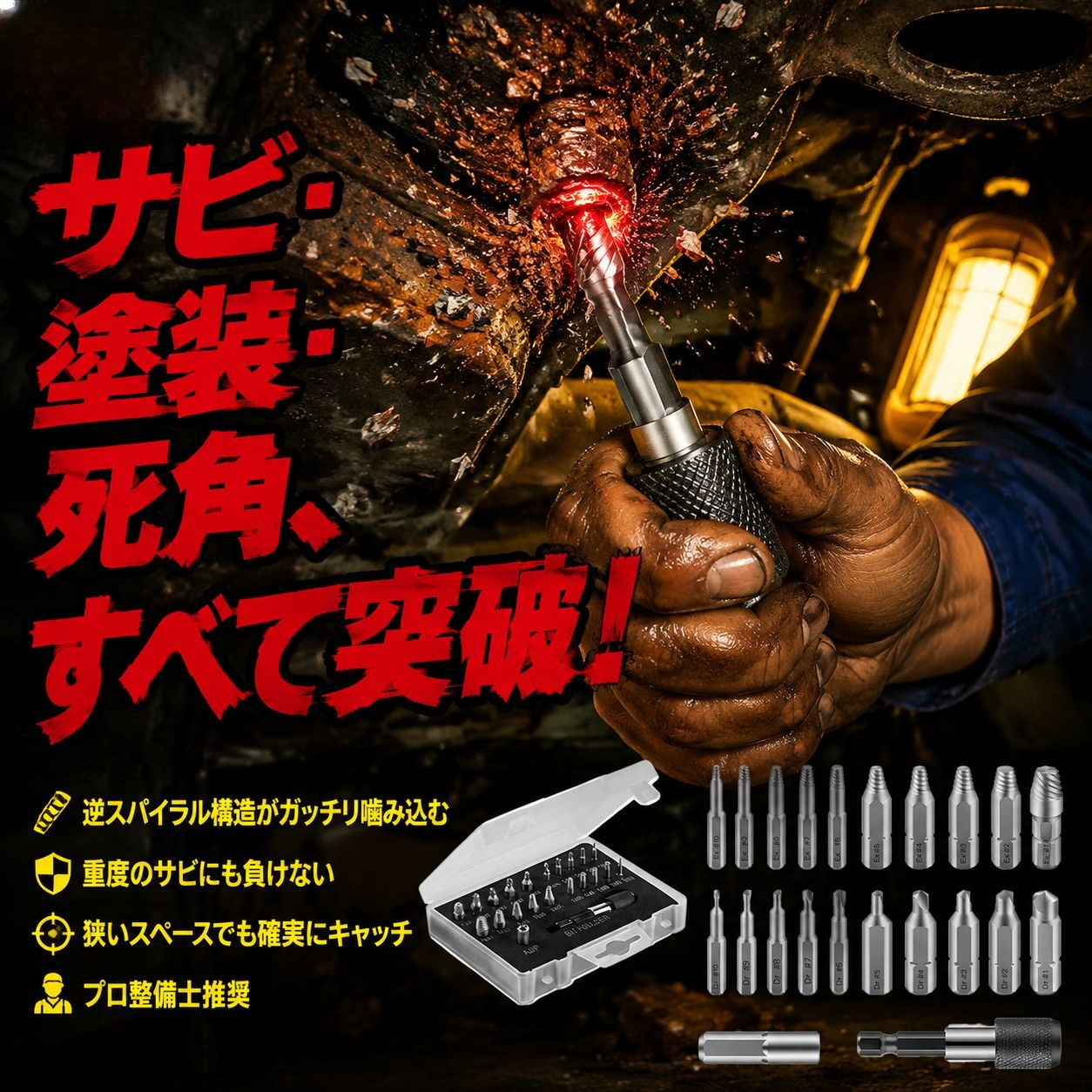 折れたネジ抜き工具 タングステン鋼製 破損ネジ取り外しツール