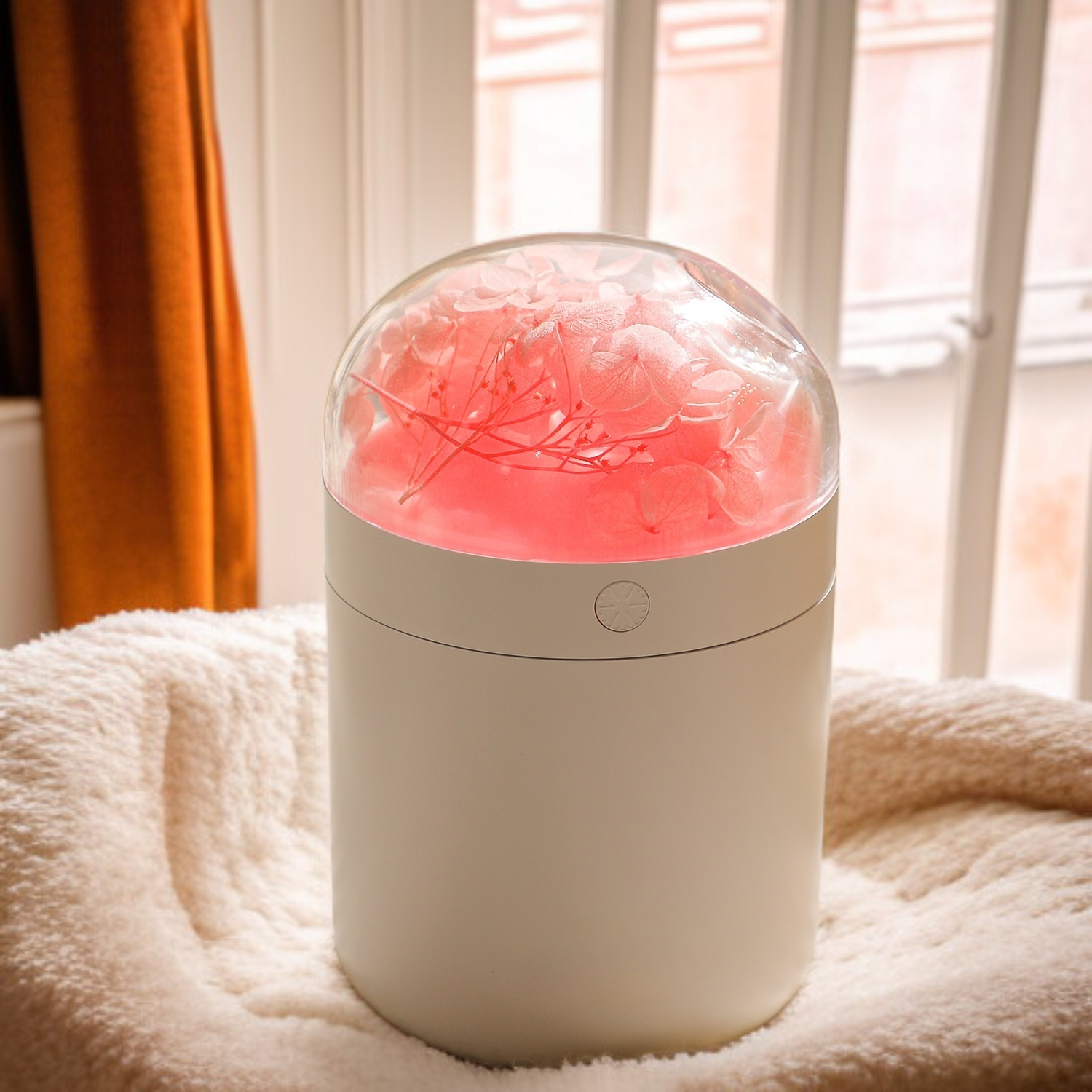 Humidificador portátil de flor eterna, colorido y compacto, para espacios interiores