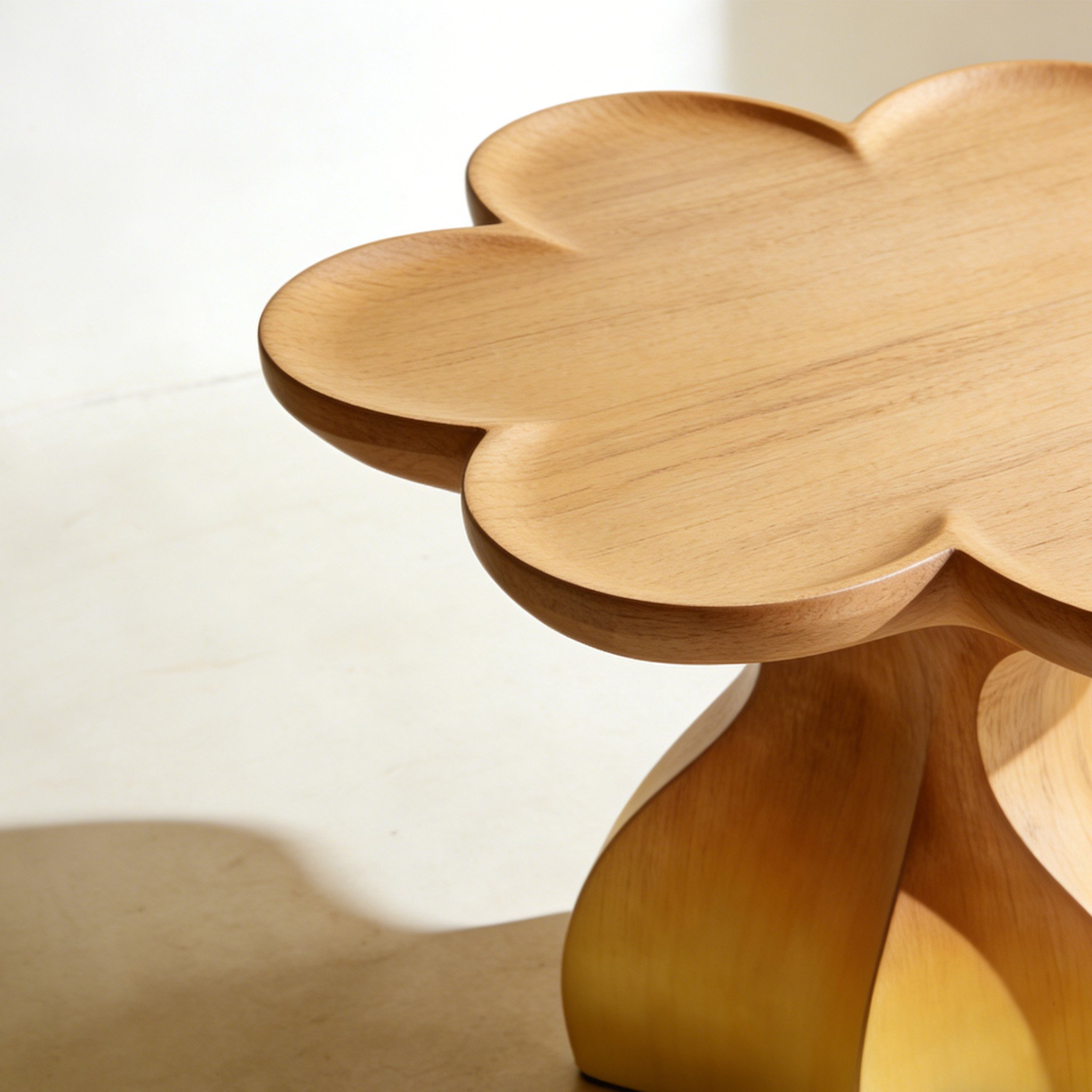 Mesa de centro de madera maciza con bordes decorativos